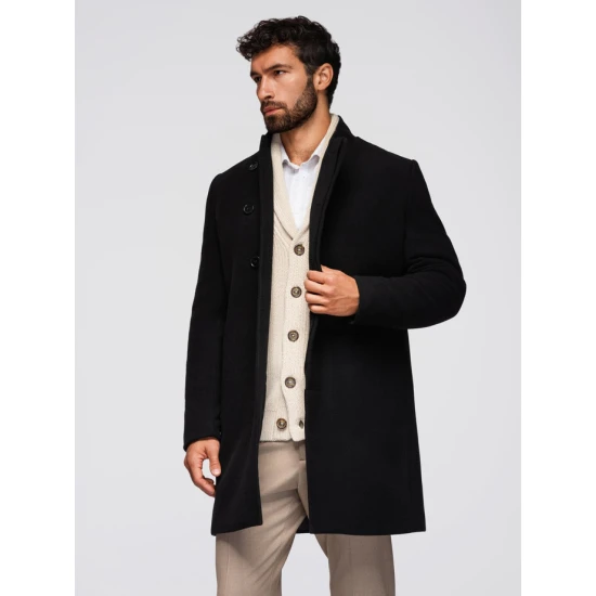 Vyriškas juodas paltas Adre Vyriškos Striukės ir Paltai