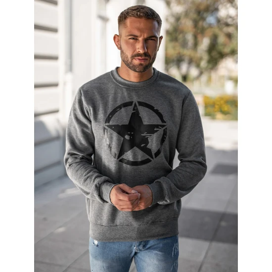Vyriškas tamsiai pilkas džemperis Military star Džemperiai be gobtuvo