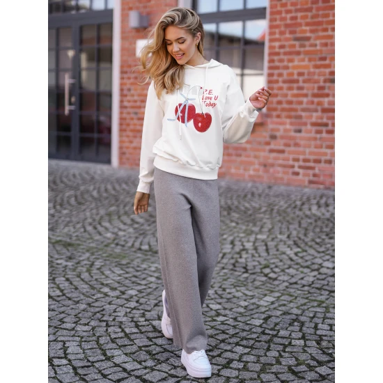 Moteriškas baltas džemperis Today Džemperiai su gobtuvu