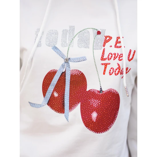 Moteriškas baltas džemperis Today Džemperiai su gobtuvu