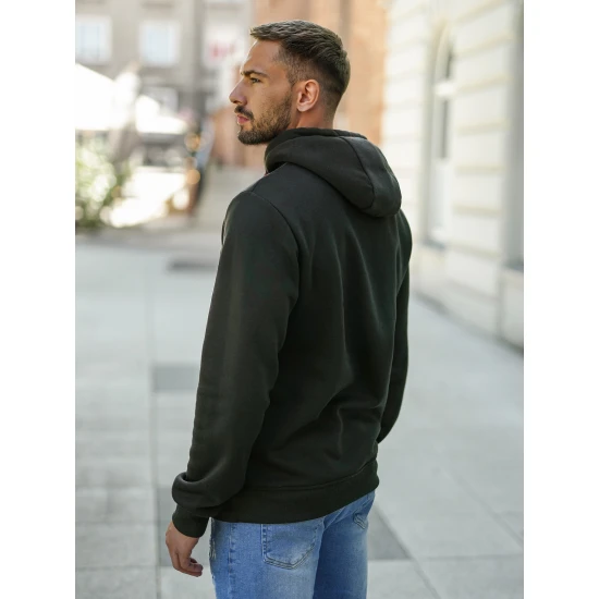 Vyriškas juodas džemperis su gobtuvu Glum Džemperiai su gobtuvu