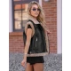 Moteriška juoda odinė liemenė Sara Moteriškos liemenės