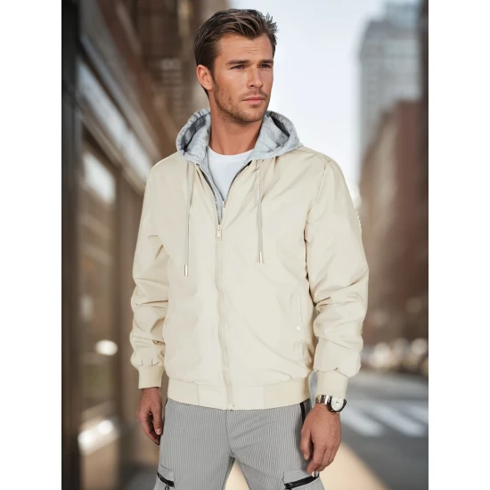 Vyriška baltos spalvos bomber stiliaus striukė Edmin TX5020