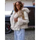 Moteriška balta striukė su kailiu Nikol