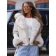 Moteriška balta striukė su kailiu Nikol