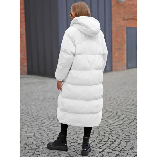 Biały płaszcz damski Izabel JS/5M3163/281Z