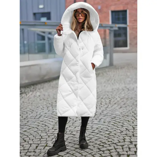 Balta moteriška dygsniuota žieminė striukė Coco JS/5M3173/281