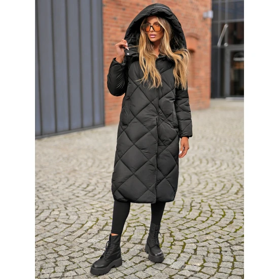 Juoda moteriška dygsniuota žieminė striukė Coco JS/5M3173/392