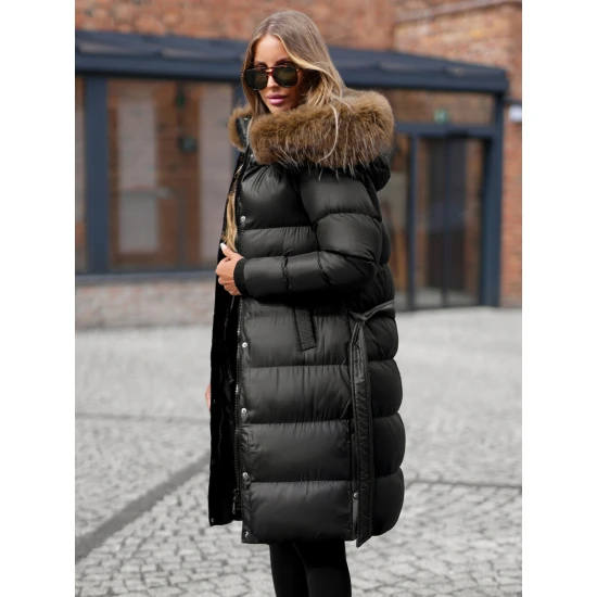 Moteriška juodos spalvos žieminė striukė su gobtuvu Merin Moteriškos striukės