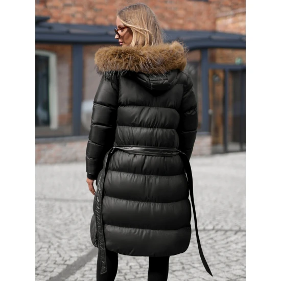 Moteriška juodos spalvos žieminė striukė su gobtuvu Merin Moteriškos striukės