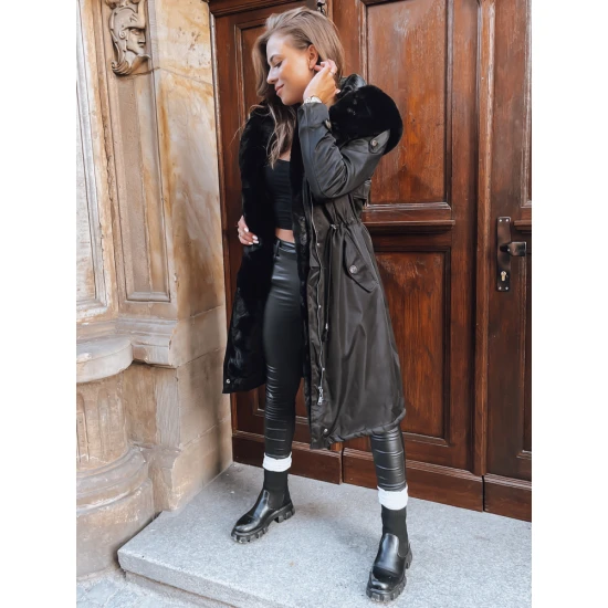 Juoda ilga moteriška striukė Harpe Moteriškos striukės