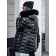 Moteriška dygsniuota juoda striukė su juodu kailiuku Crystal Moteriškos striukės