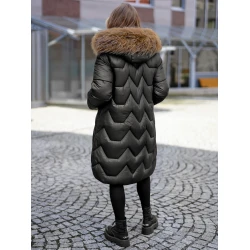 Žieminė ilga moteriška juoda striukė Klein