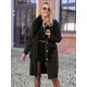 Moteriškas juodos spalvos paltas su kailiuku Korin Moteriškos striukės