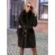 Moteriškas juodos spalvos paltas su kailiuku Korin Moteriškos striukės