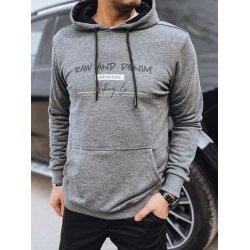 Vyriškas pilkas džemperis su gobtuvu Denim