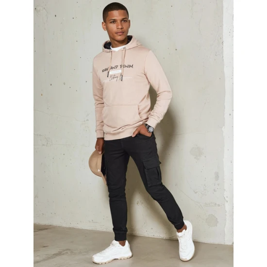 Vyriškas rusvas džemperis su gobtuvu Denim Vyriški džemperiai su gobtuvu