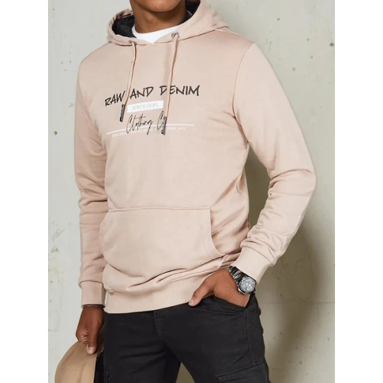 Vyriškas rusvas džemperis su gobtuvu Denim Vyriški džemperiai su gobtuvu