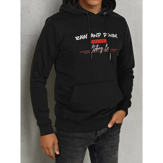 Vyriškas juodas džemperis su gobtuvu Denim Vyriški džemperiai su gobtuvu