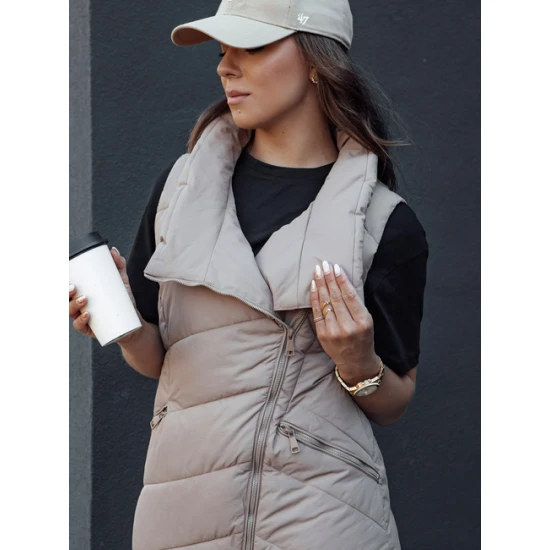 Moteriškas rusva liemenė be gobtuvo Serkis Moteriškos liemenės