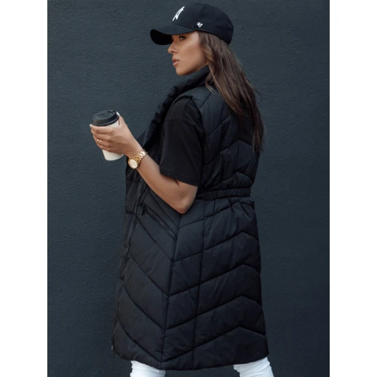 Moteriškas juoda liemenė be gobtuvo Serkis Moteriškos liemenės