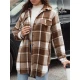 Moteriškas rudas marškinių stiliaus švarkas Plaidify Moteriškos striukės