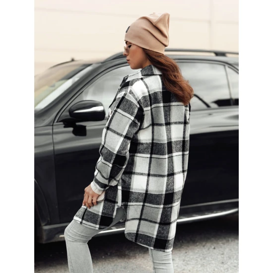 Moteriškas juodas marškinių stiliaus švarkas Plaidify Švarkai