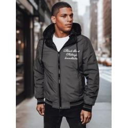 Vyriška dvipusė juoda striukė su gobtuvu Linde