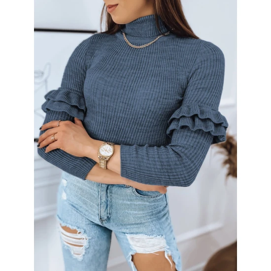 Moteriškas tamsiai mėlynas megztinis Bufal Moteriški megztiniai