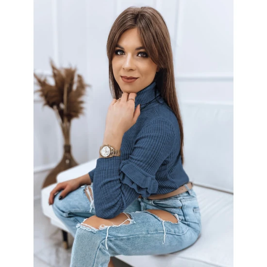 Moteriškas tamsiai mėlynas megztinis Bufal Moteriški megztiniai