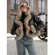 Moteriška juoda odinė striukė su kailiu Bali Moteriškos striukės