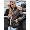 Moteriška juoda žieminė striukė su gobtuvu Mari Moteriškos striukės