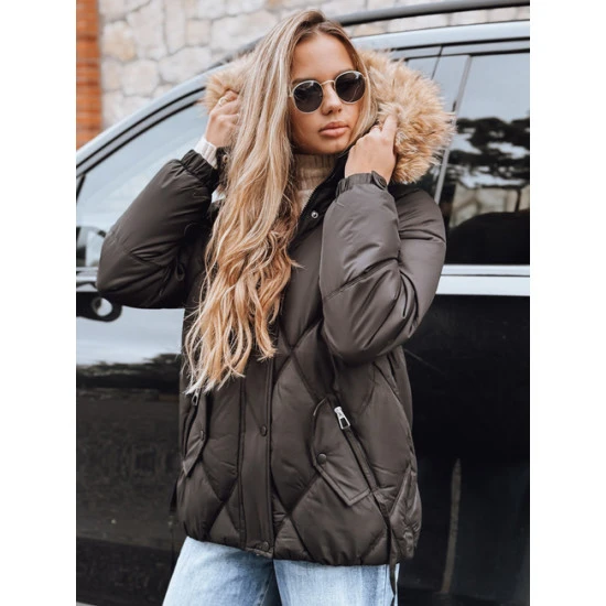 Moteriška juoda žieminė striukė su gobtuvu Mari Moteriškos striukės