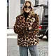 Moteriška ruda kailinė striukė su gyvūniniu raštu Leopard Moteriškos striukės