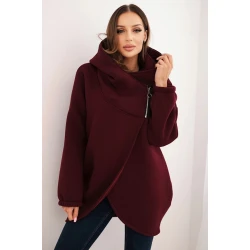 Moteriškas bordo džemperis pašiltintas su gobtuvu Jonit