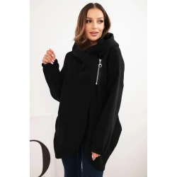 Moteriškas juodas džemperis pašiltintas su gobtuvu Jonit