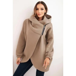 Moteriškas šviesiai rudas džemperis pašiltintas su gobtuvu Jonit