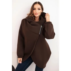 Moteriškas tamsiai rudas džemperis pašiltintas su gobtuvu Jonit