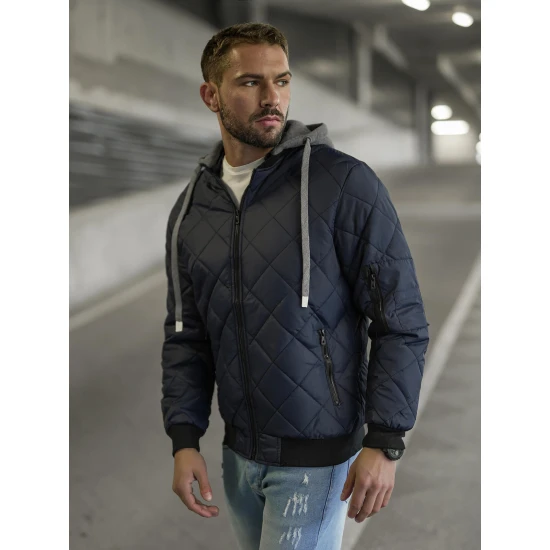 Akcija Tamsiai mėlyna vyriška striukė su gobtuvu Lator JS/8M986/215