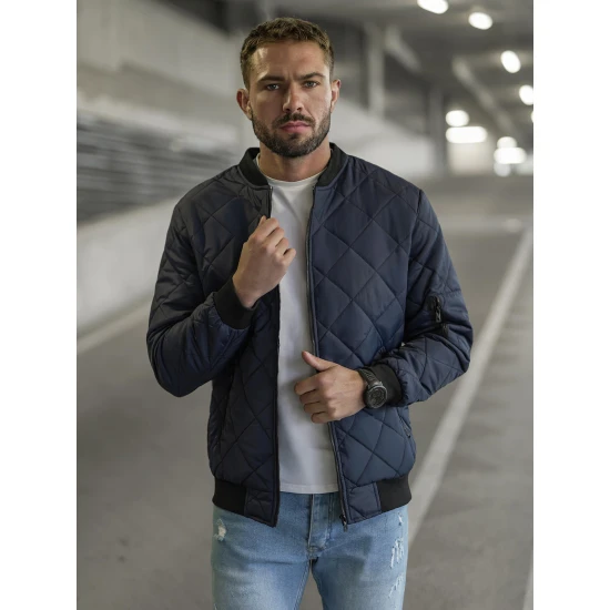 Akcija Tamsiai mėlyna vyriška striukė su gobtuvu Lator JS/8M986/215