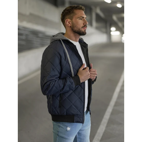 Akcija Tamsiai mėlyna vyriška striukė su gobtuvu Lator JS/8M986/215