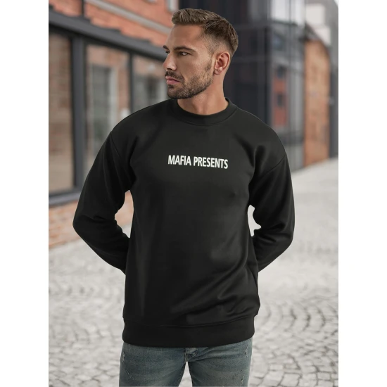Vyriškas juodas džemperis be gobtuvu Mafia Džemperiai su užrašais