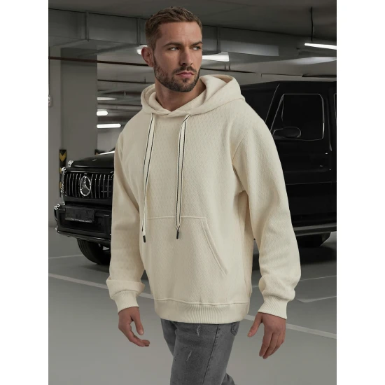 Vyriškas rusvas džemperis su gobtuvu Carla Džemperiai su gobtuvu