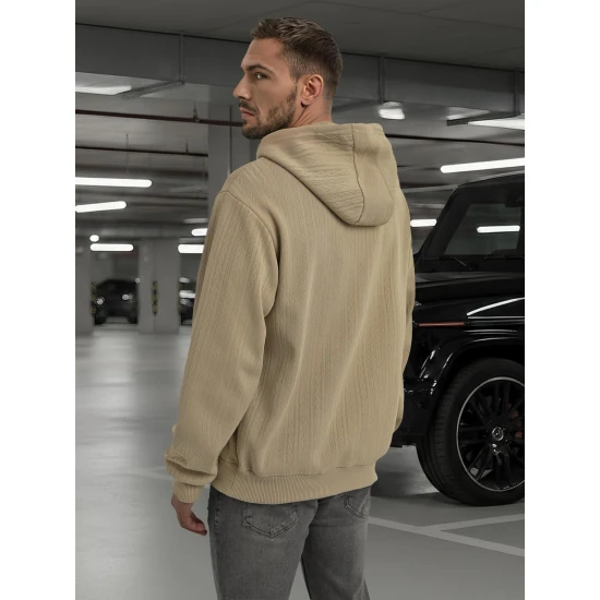 Vyriškas rusvas džemperis su gobtuvu Race Džemperiai su gobtuvu