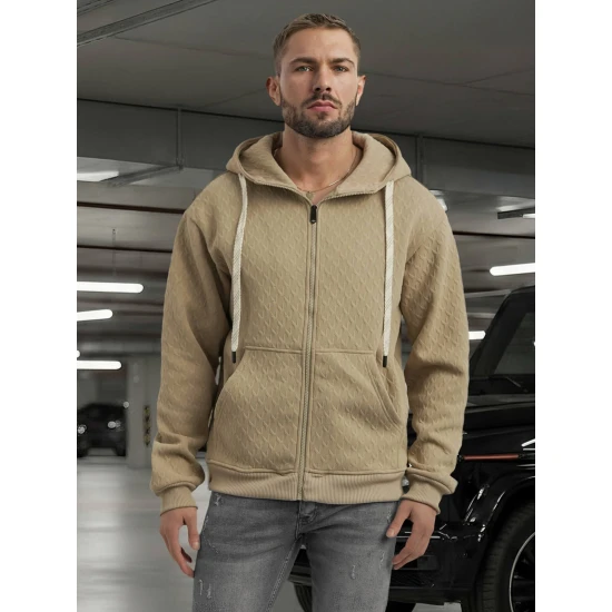 Vyriškas rusvas džemperis su gobtuvu Sport Džemperiai su gobtuvu