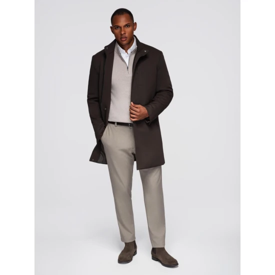 Vyriškas tamsiai rudas paltas Alpi Paltai