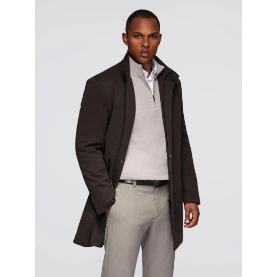 Vyriškas tamsiai rudas paltas Alpi Paltai