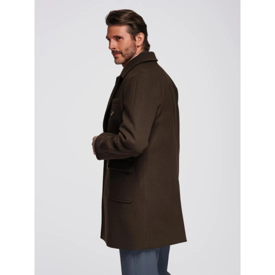 Vyriškas tamsiai rudas paltas Elegant Striukės
