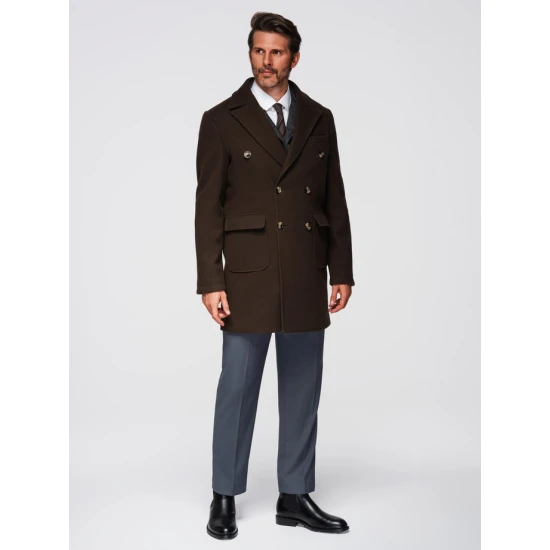 Vyriškas tamsiai rudas paltas Elegant Striukės