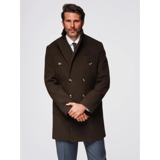 Vyriškas tamsiai rudas paltas Elegant Striukės
